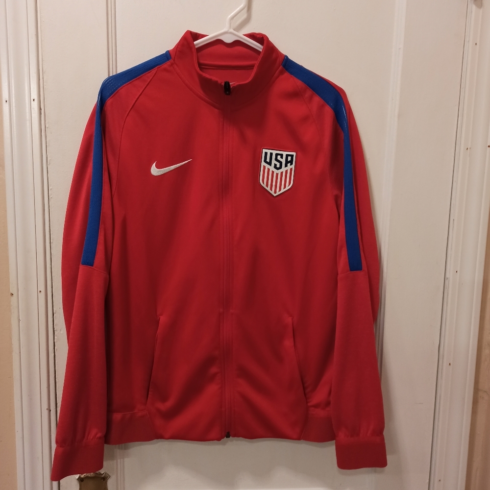 New Nike USA Authentic Soccer Track Jacket Training Size large Red-Blue-White